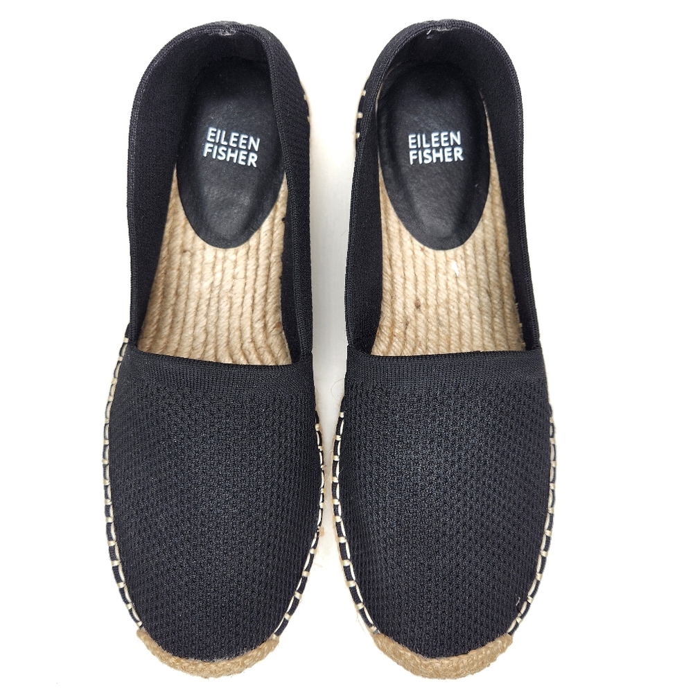 Eileen Fisher Black Canvas Espadrilles Womans 9 - Picture 2 of 7